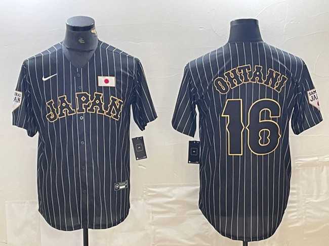 Men%27s Japan Baseball #16 Shohei Ohtani 2023 Black World Baseball Classic Stitched Jersey